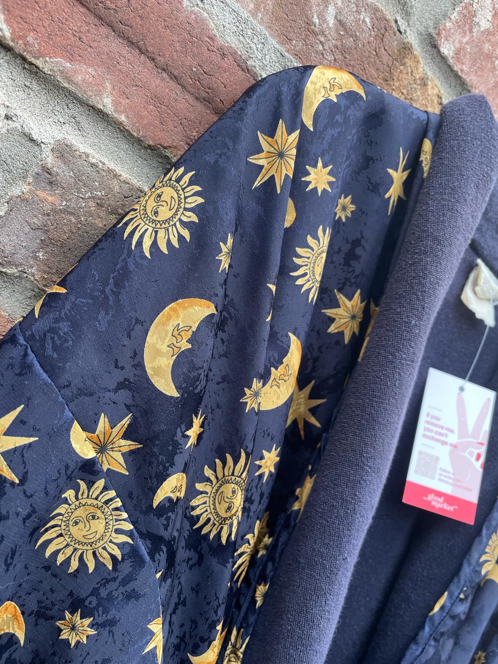 vintage 90s la senza sun + moon satin terry robe