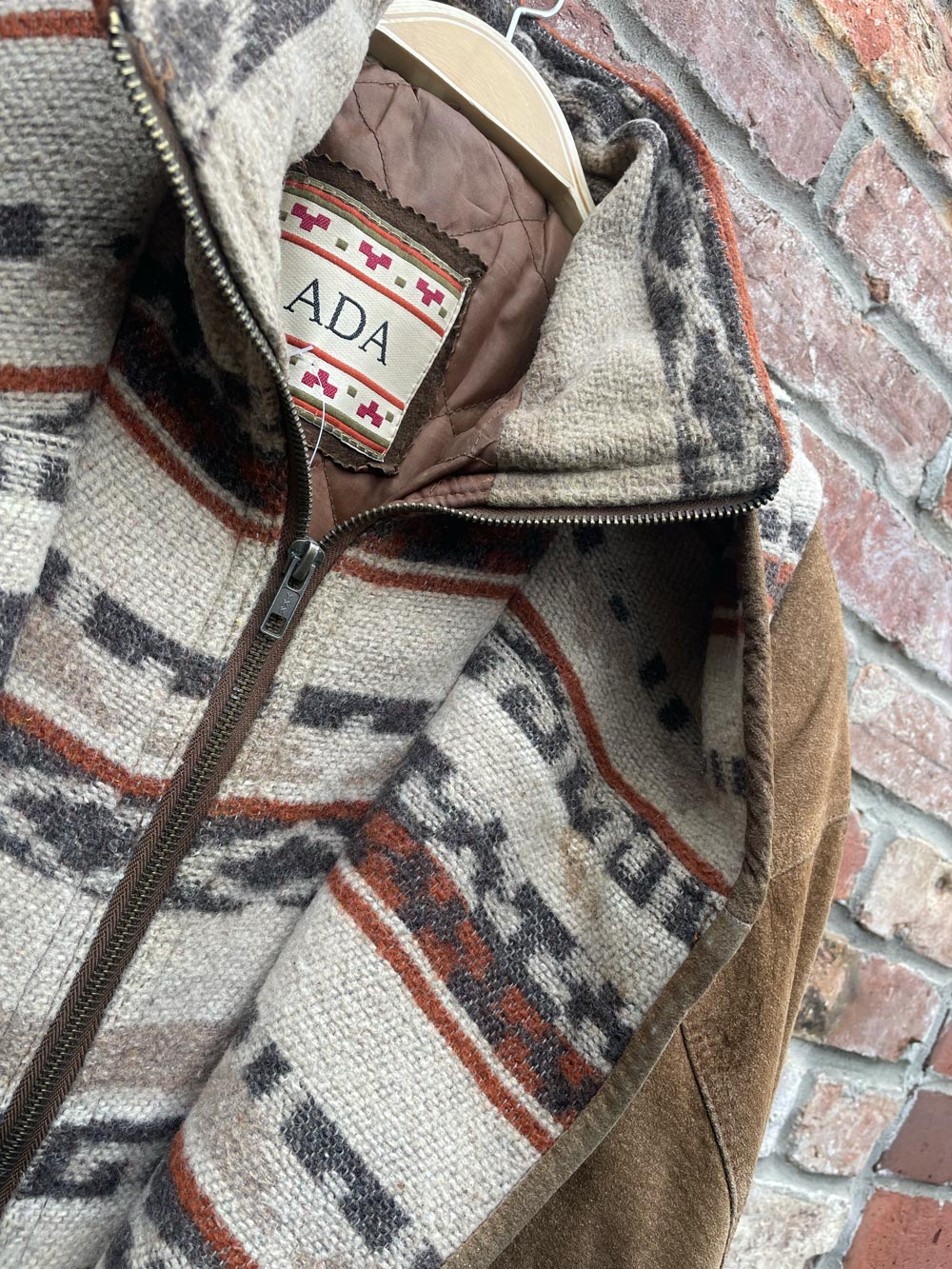 vintage ada wool serape southwestern suede coat