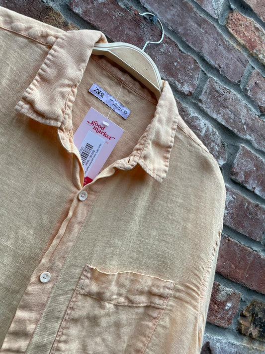 zara 100% linen garment dyed shirt