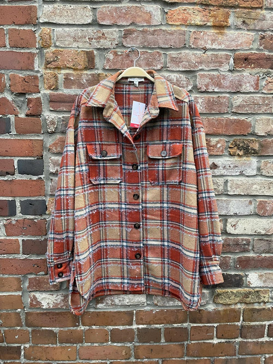 she + sky flannel boucle shirt jacket