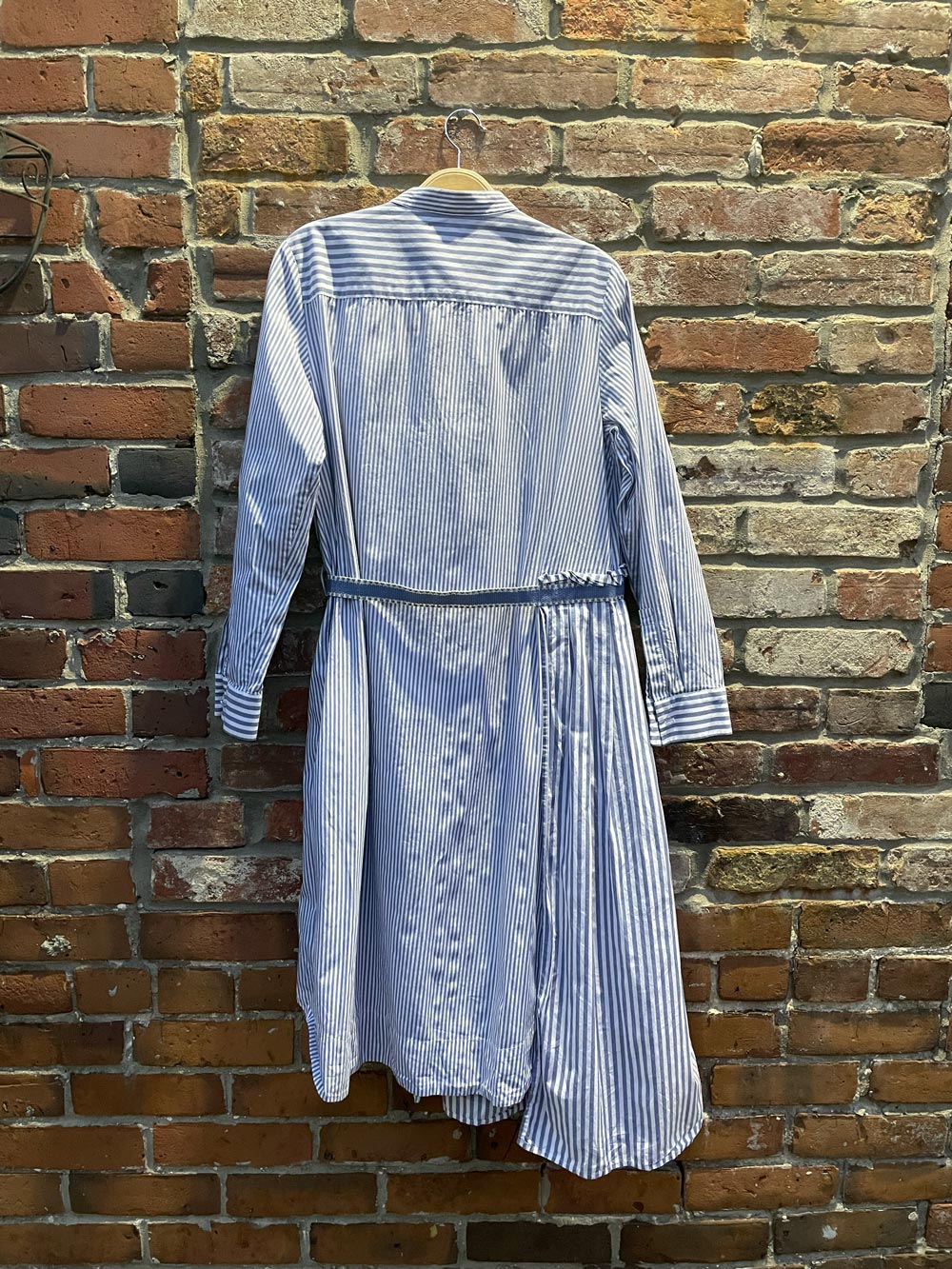 yeation pin stripe pleated shirt dress