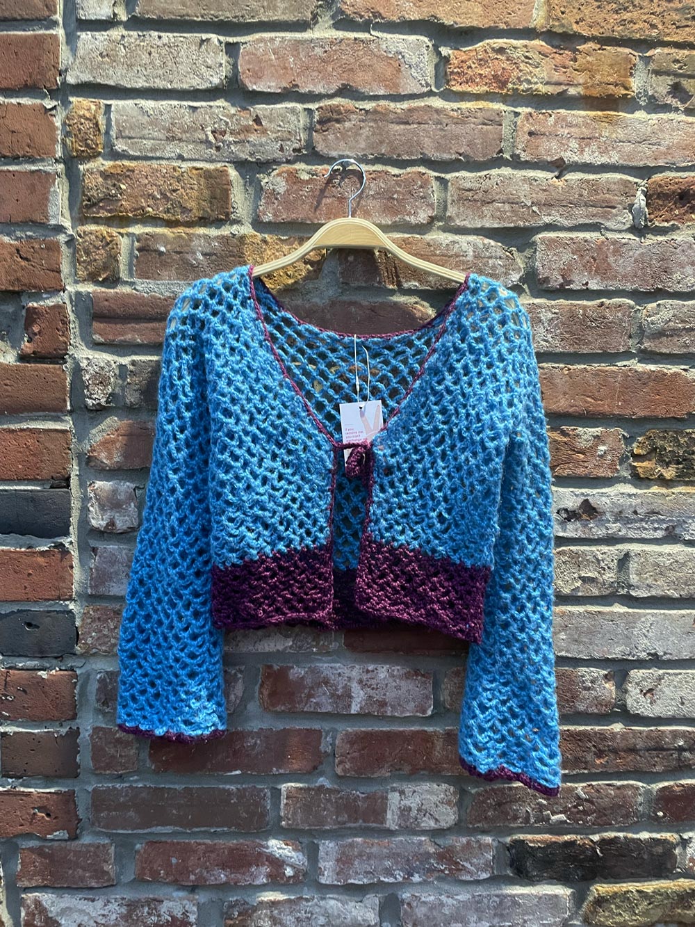 hand-made crochet crop cardigan top