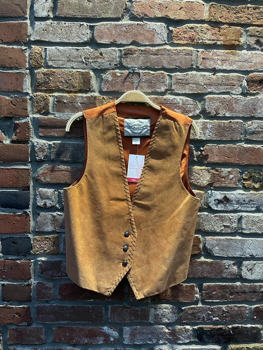 vintage 90s sequence braided trim suede vest