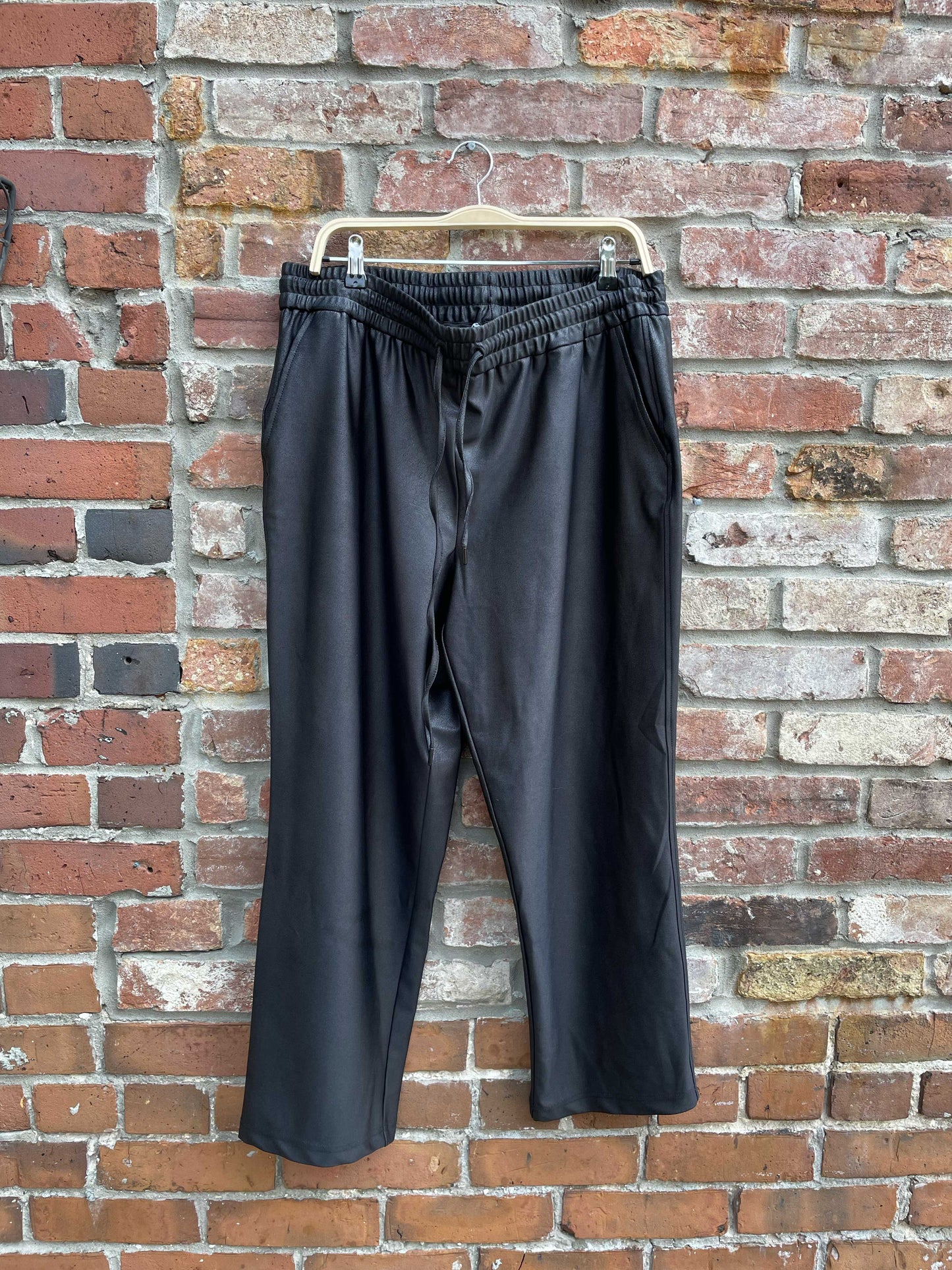 anthro maison d'amelie paris faux leather jogger pants