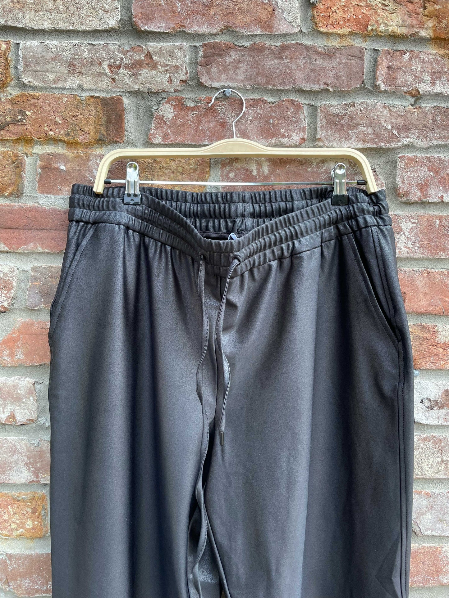 anthro maison d'amelie paris faux leather jogger pants