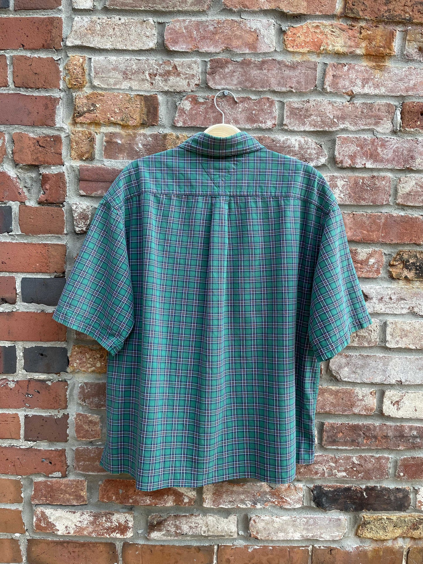 rework x vintage tommy crop plaid shirt