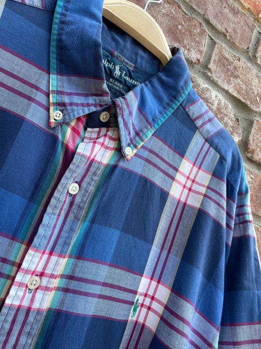 rework x vintage 90s ralph lauren crop madras shirt