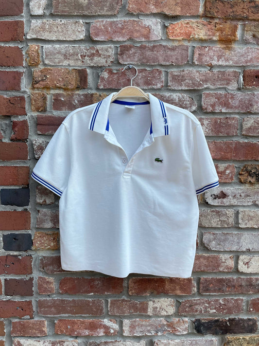 rework x faux lacoste crop pique polo