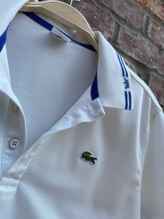 rework x faux lacoste crop pique polo