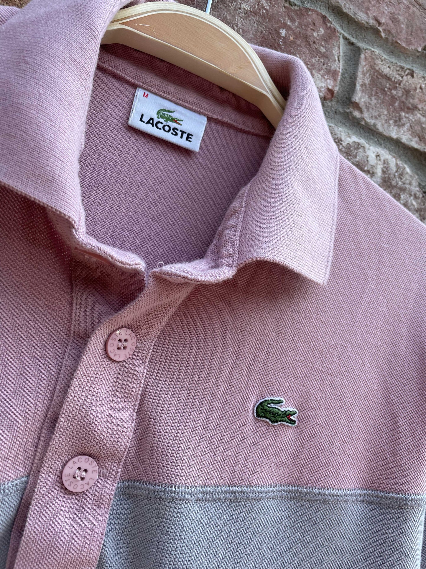 rework x lacoste crop pique colour block polo