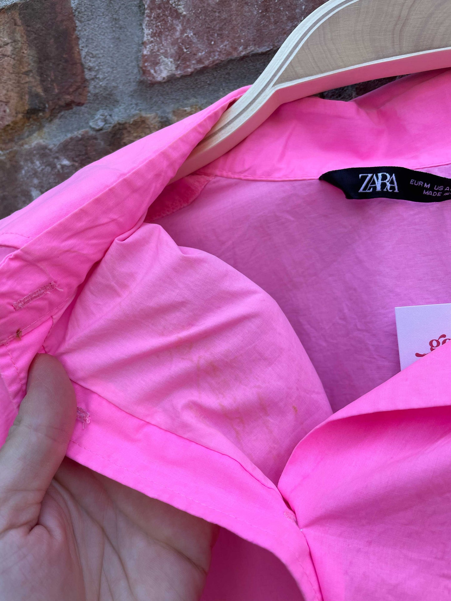 zara oversized pink poplin shirt