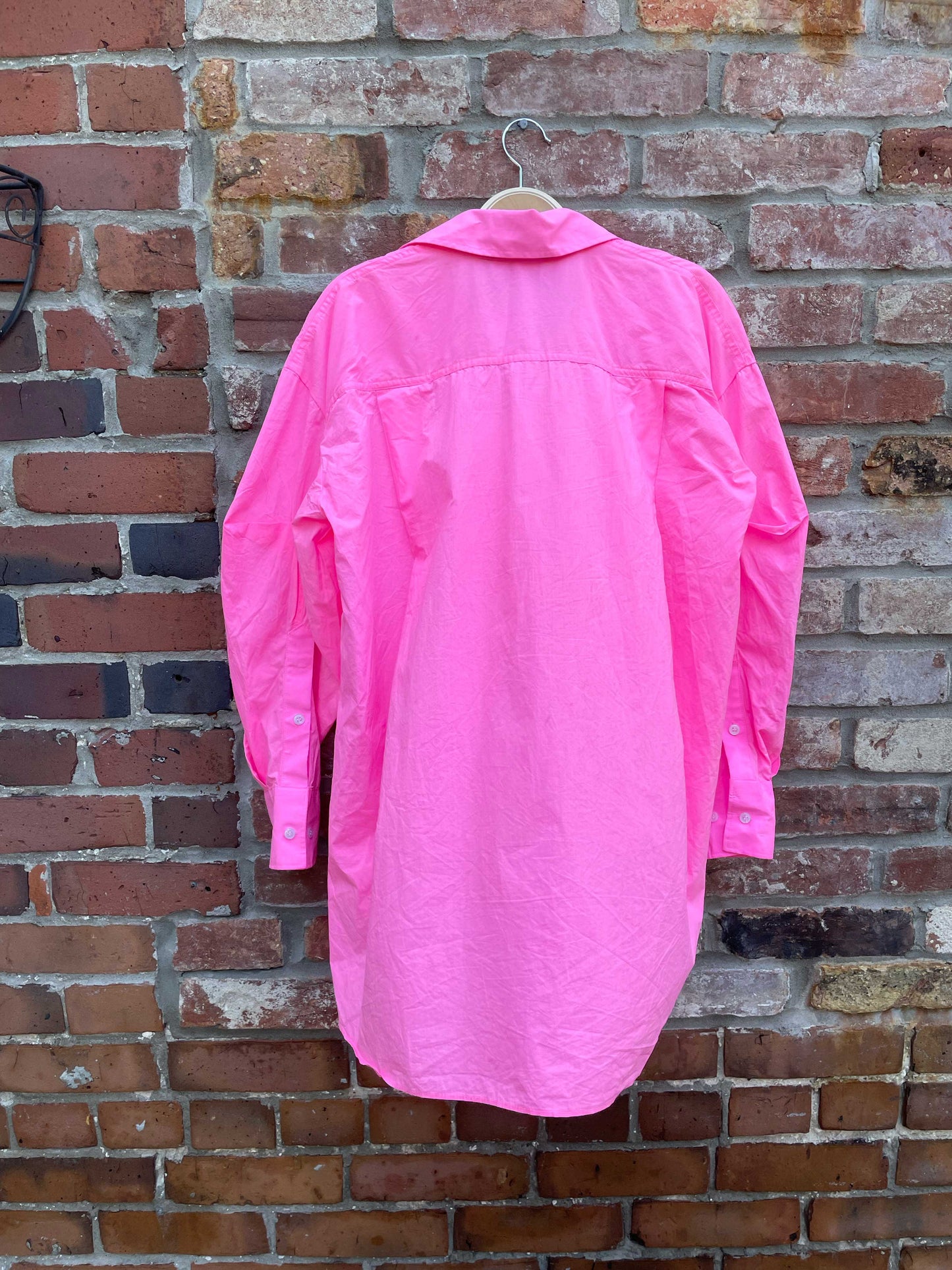 zara oversized pink poplin shirt