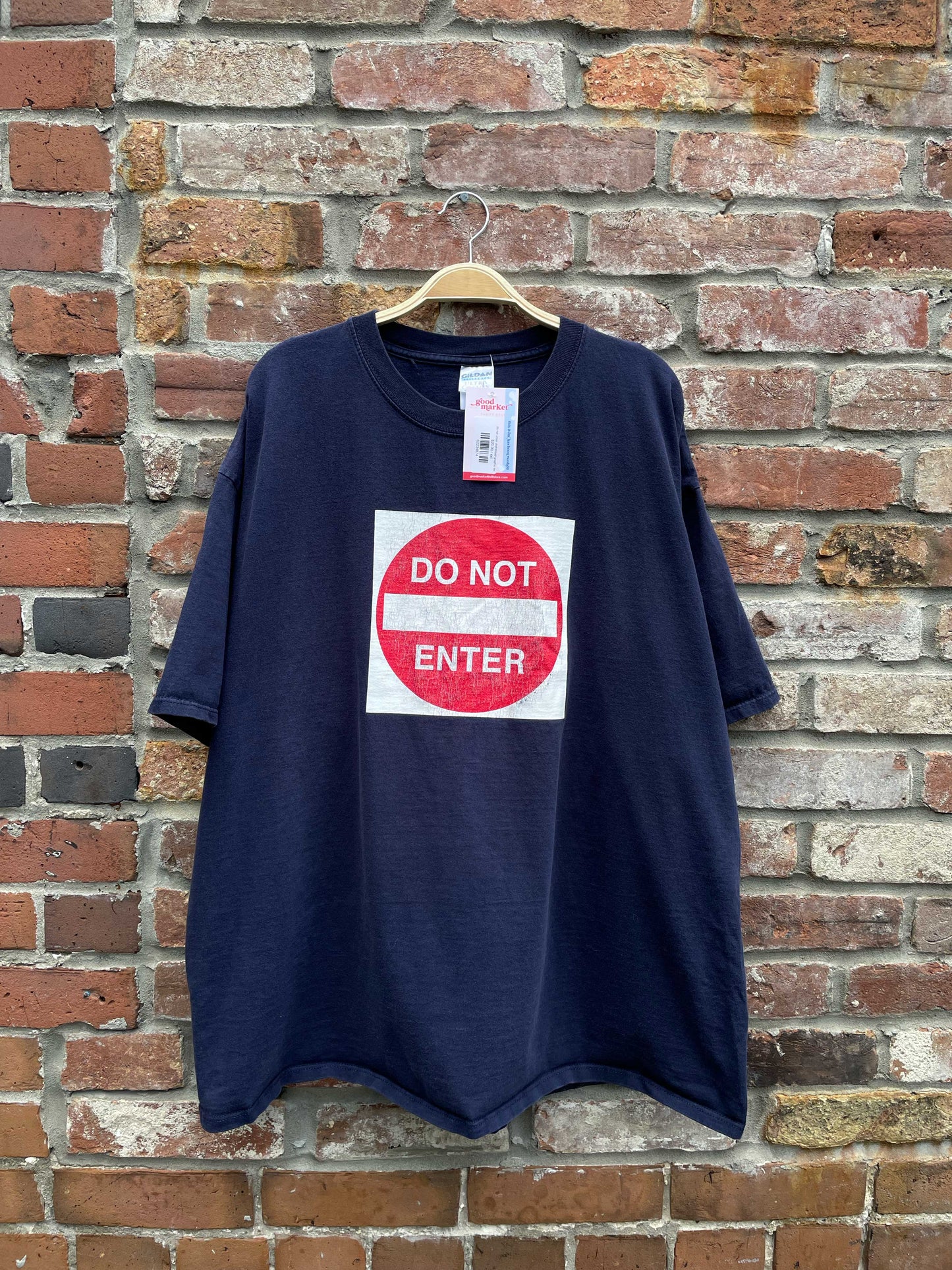 do not enter distressed graphic tee