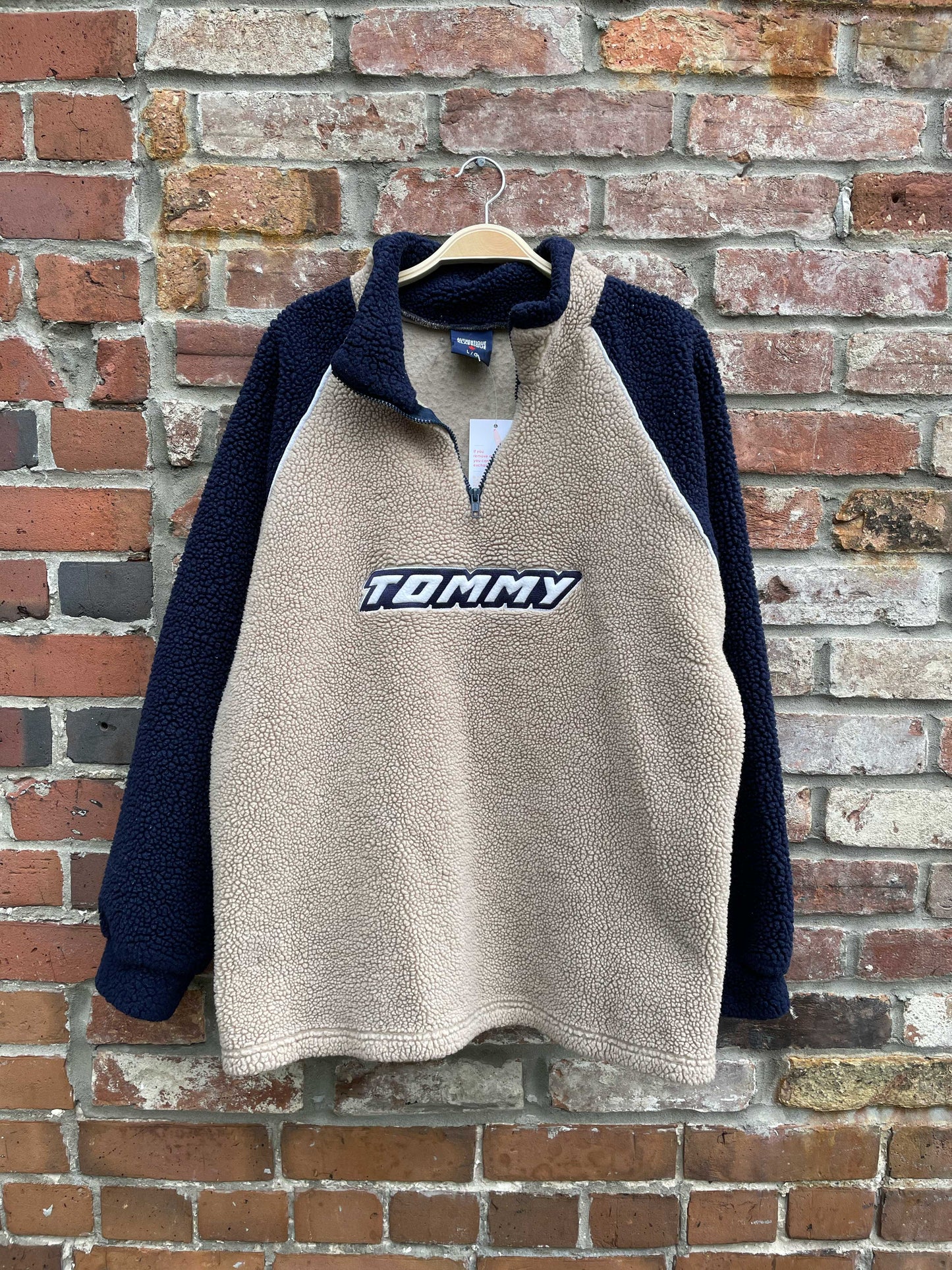 y2k faux tommy deep pile 1/4 fleece sweatshirt