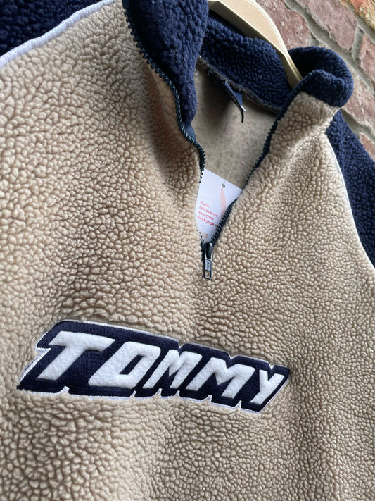 y2k faux tommy deep pile 1/4 fleece sweatshirt