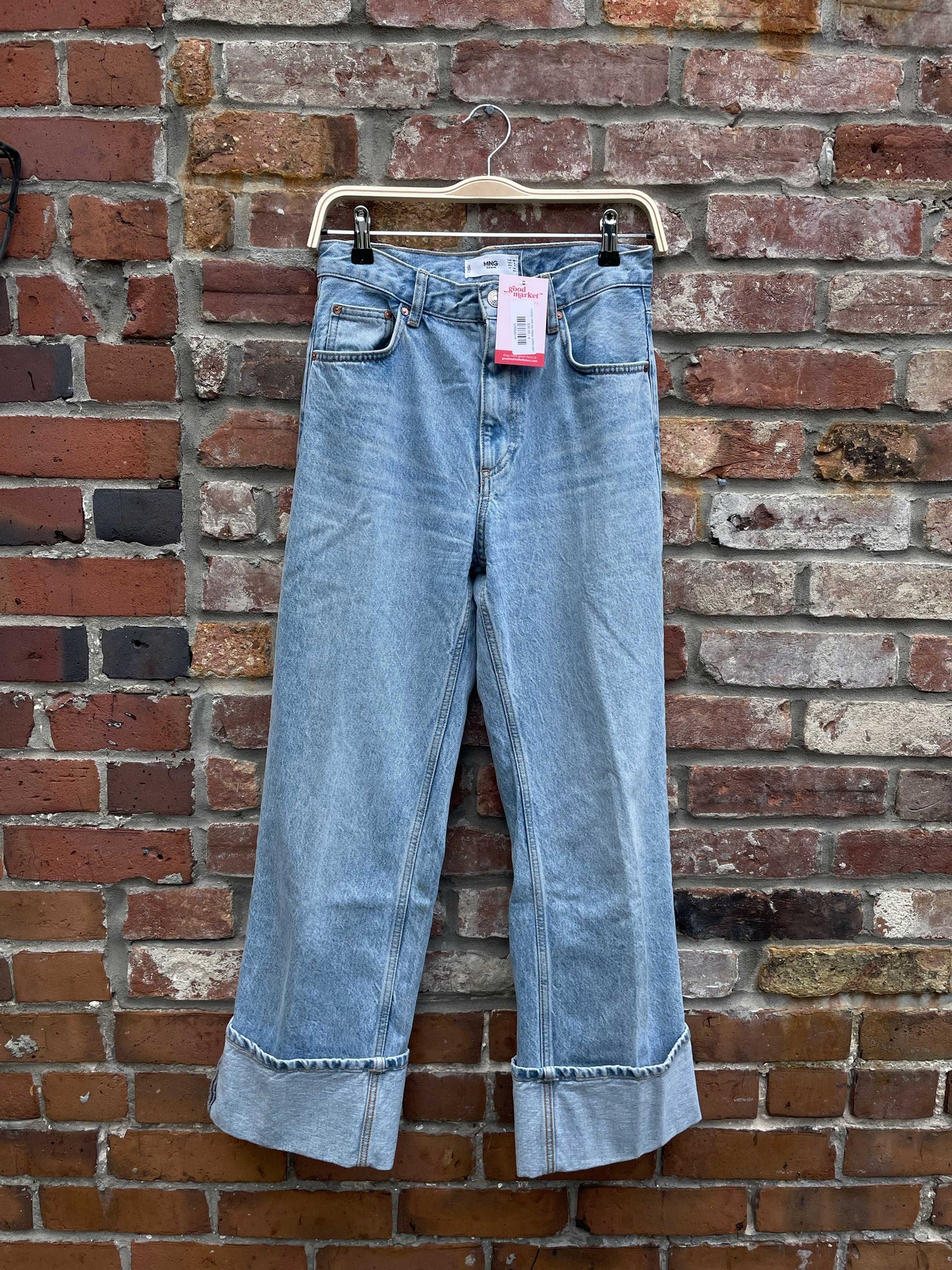 mango wide leg baggy cuffed jeans