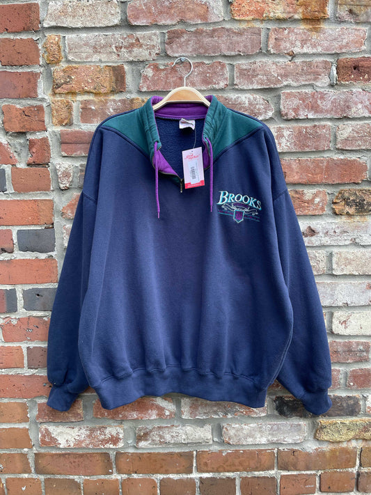 vintage 90s brooks 1/4 zip logo sweatshirt