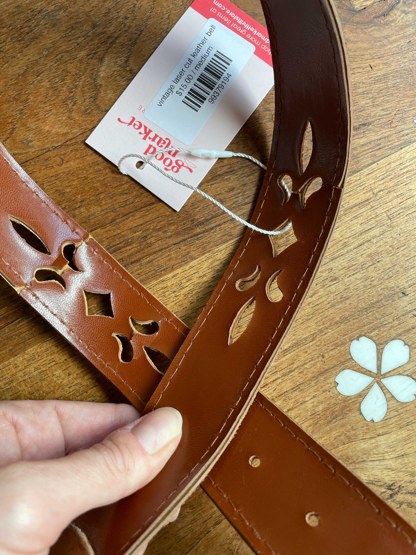 vintage laser cut leather belt