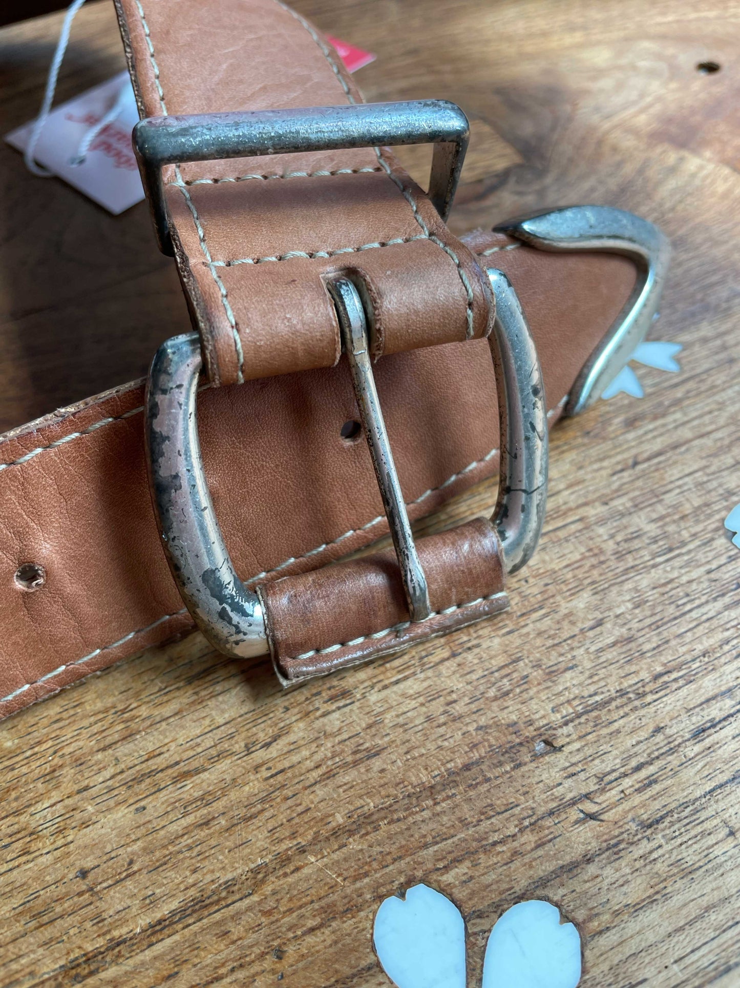 vintage laser cut leather belt