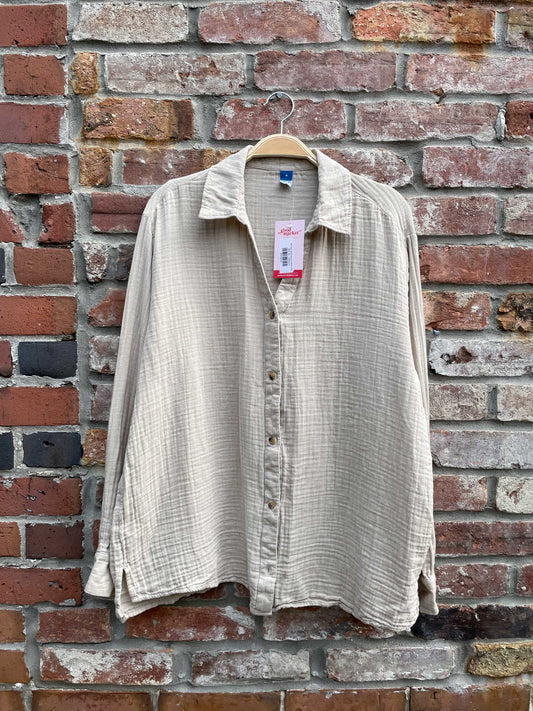 old navy neutral gauze cotton shirt