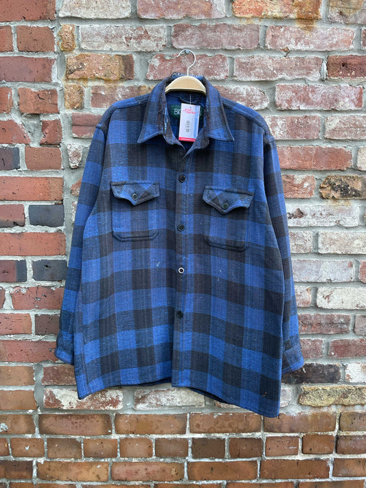 vintage big valley distressed flannel shacket