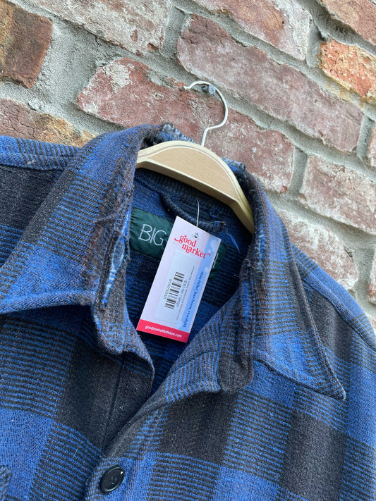 vintage big valley distressed flannel shacket