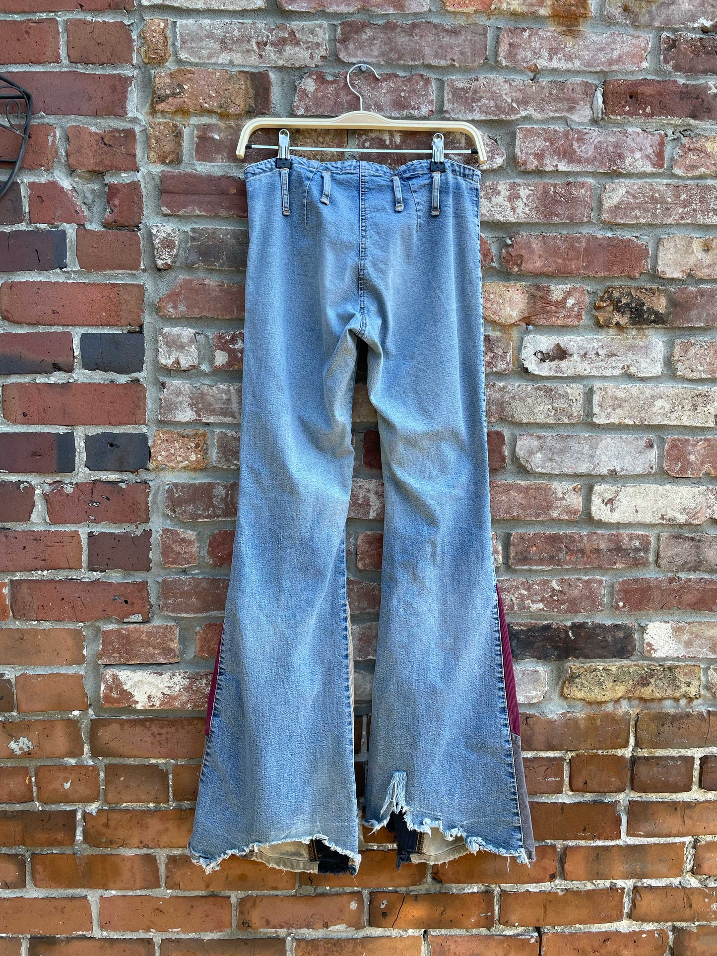 y2k low rise cord patchwork bell bottom jeans