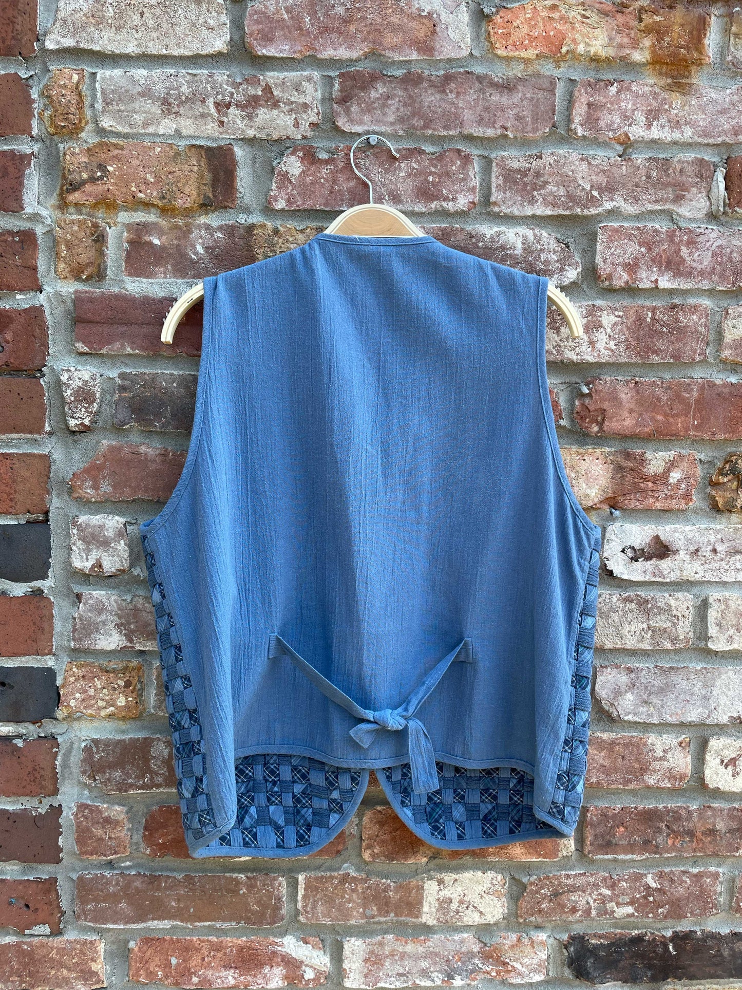 vintage woven denim quilted vest