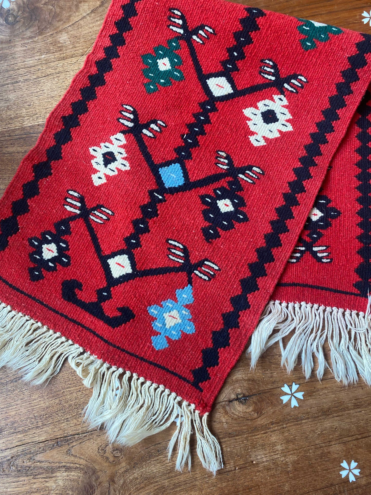 vintage kilim woven wool tapestry