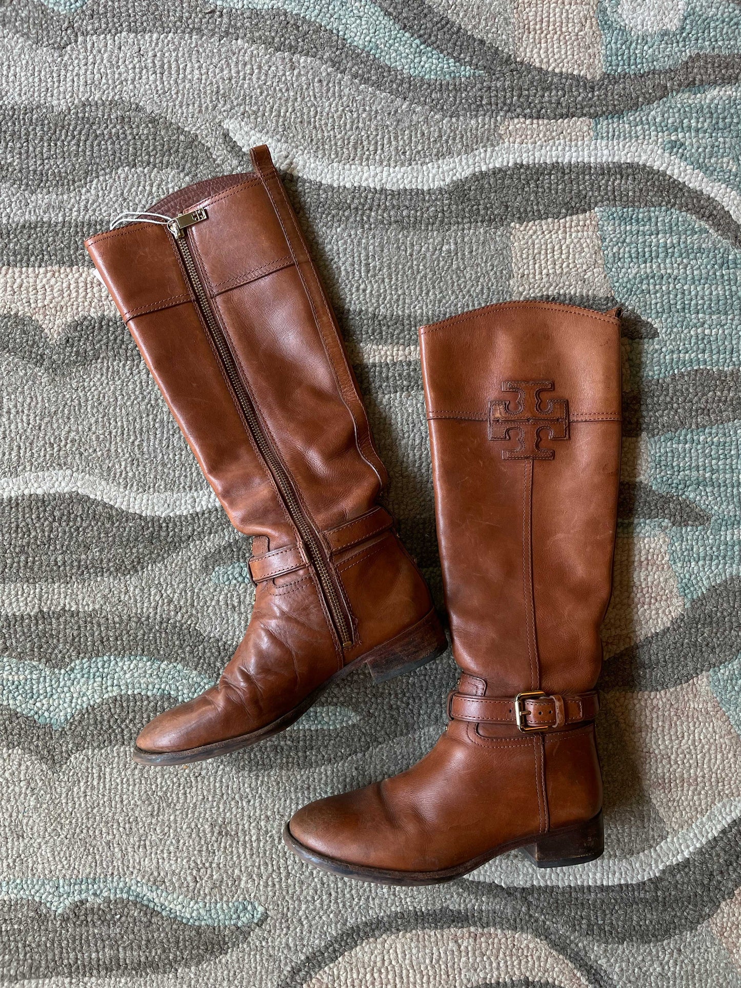 tory burch brown cognac leather riding boot