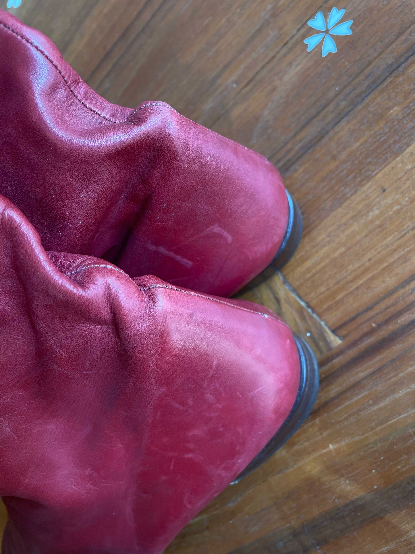 vintage slouchy red leather boots