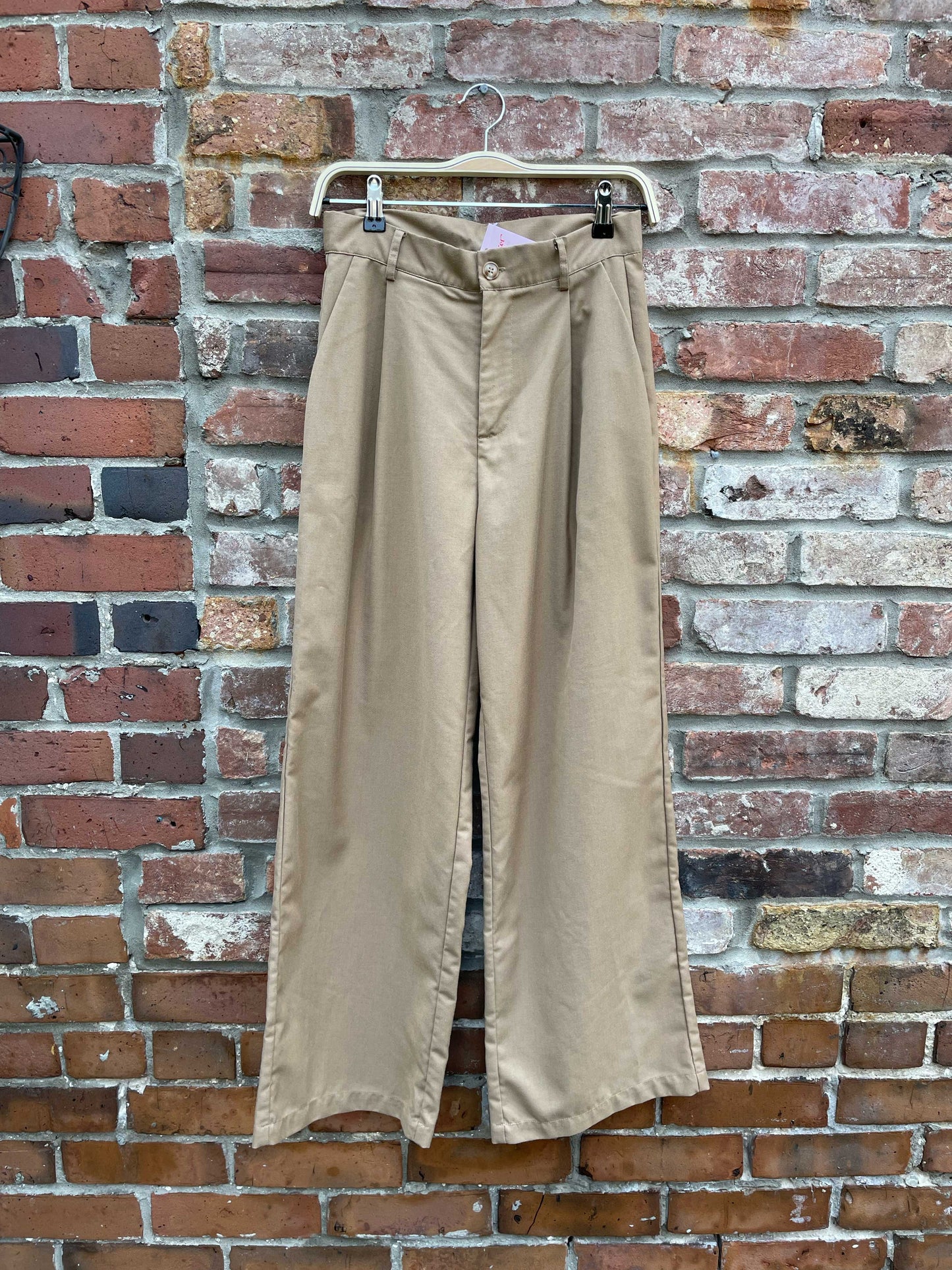 cider wide leg pleated tan trouser