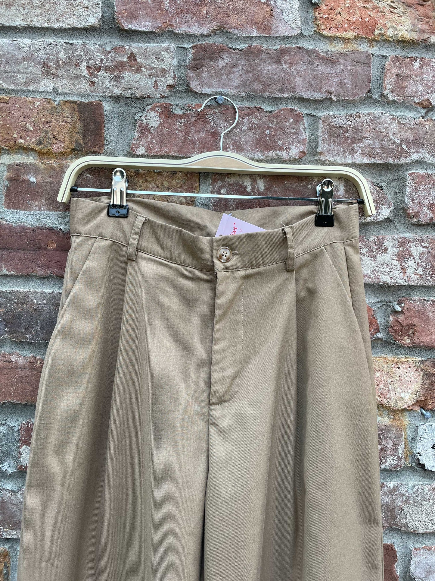 cider wide leg pleated tan trouser