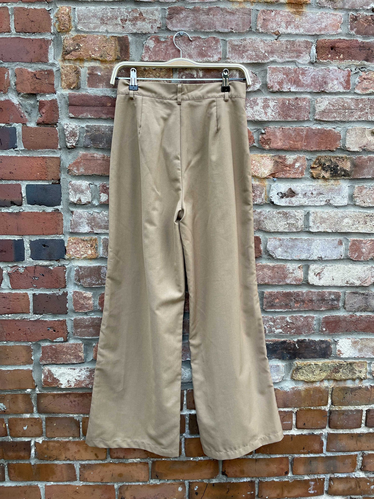 cider wide leg pleated tan trouser