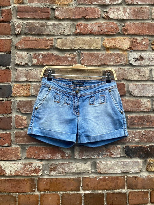 y2k roberto cavalli low rise denim shorts