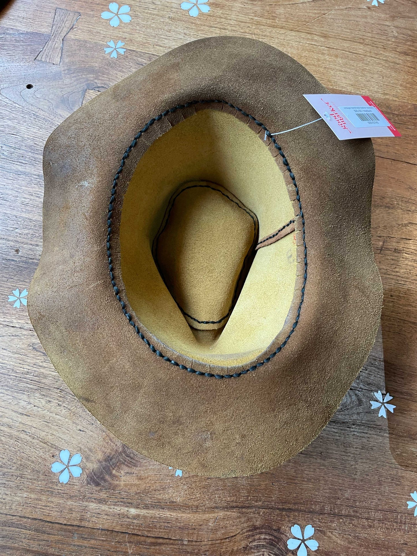 vintage handmade leather rancher hat