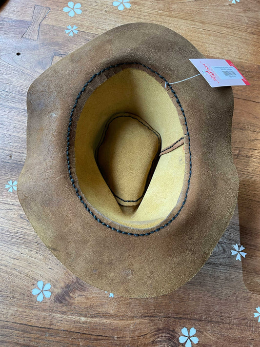 vintage handmade leather rancher hat