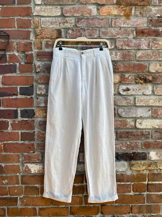 vintage liz claiborne linen-blend high rise pleated trouser