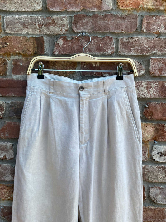 vintage liz claiborne linen-blend high rise pleated trouser