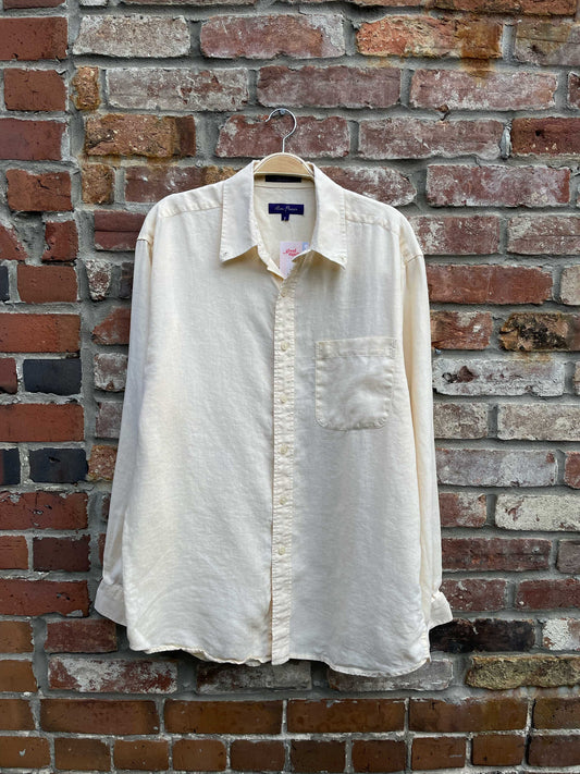 vintage alan flusser 100% linen shirt