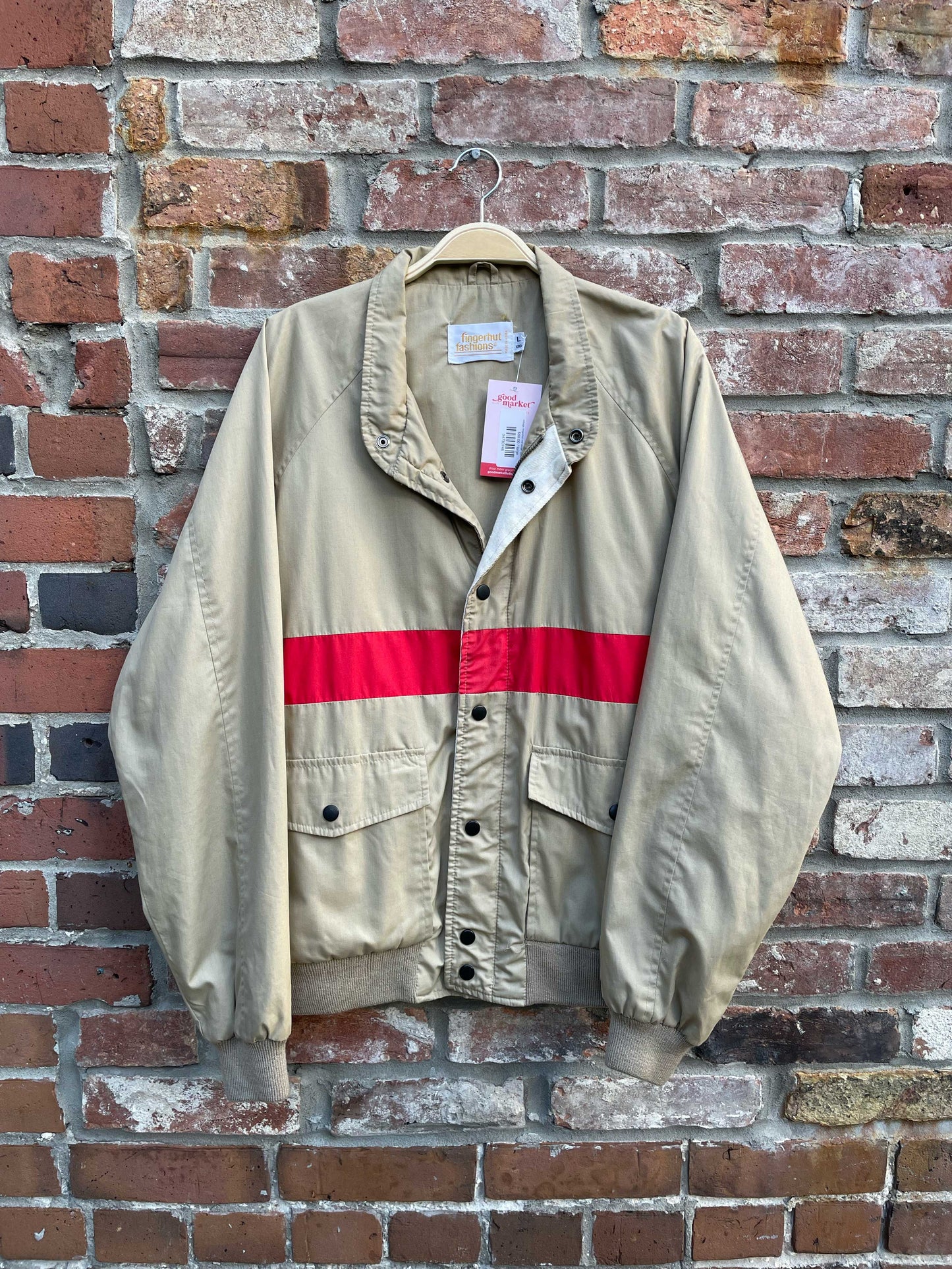 vintage fingerhut red stripe bomber jacket