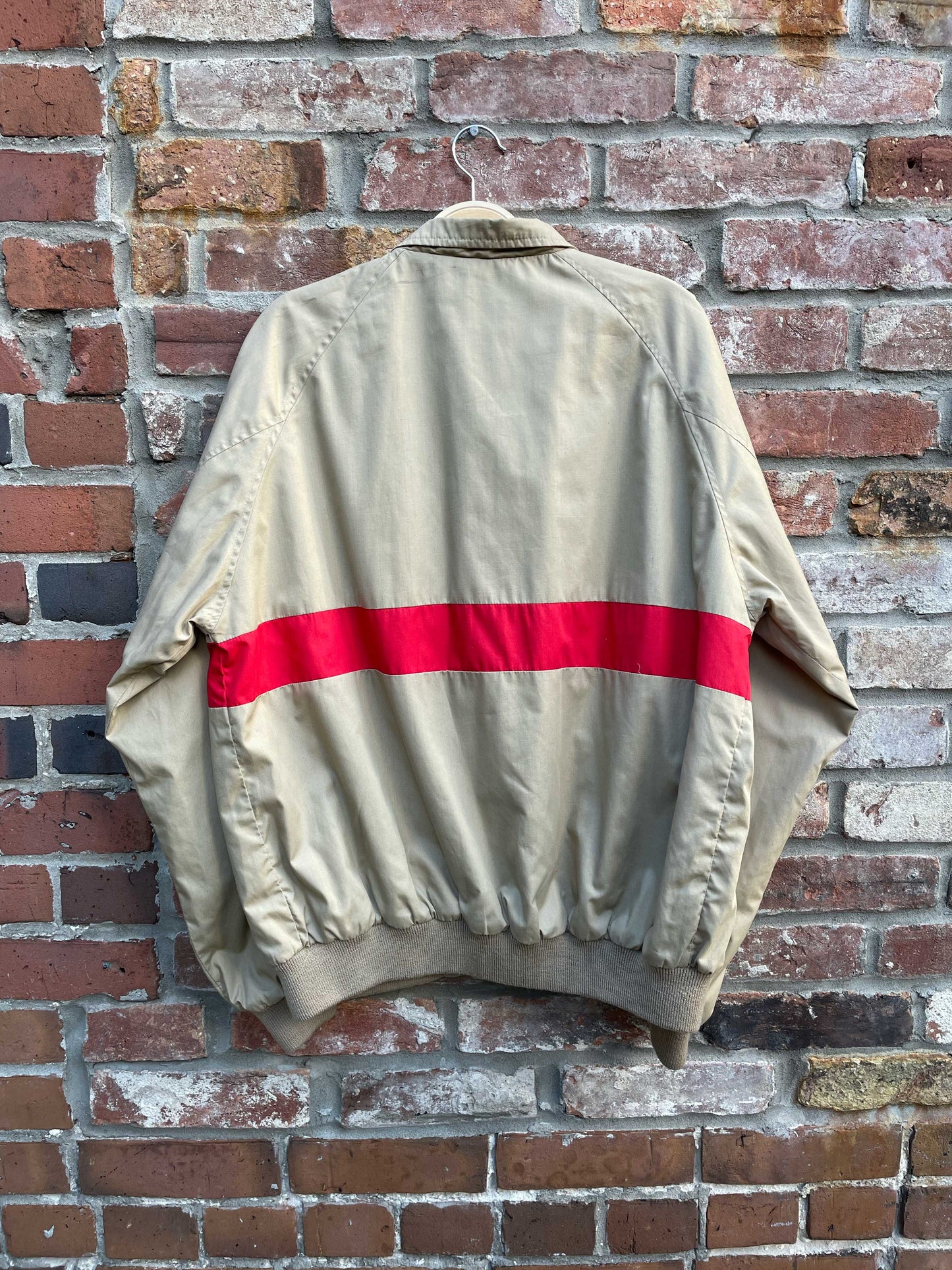 vintage fingerhut red stripe bomber jacket