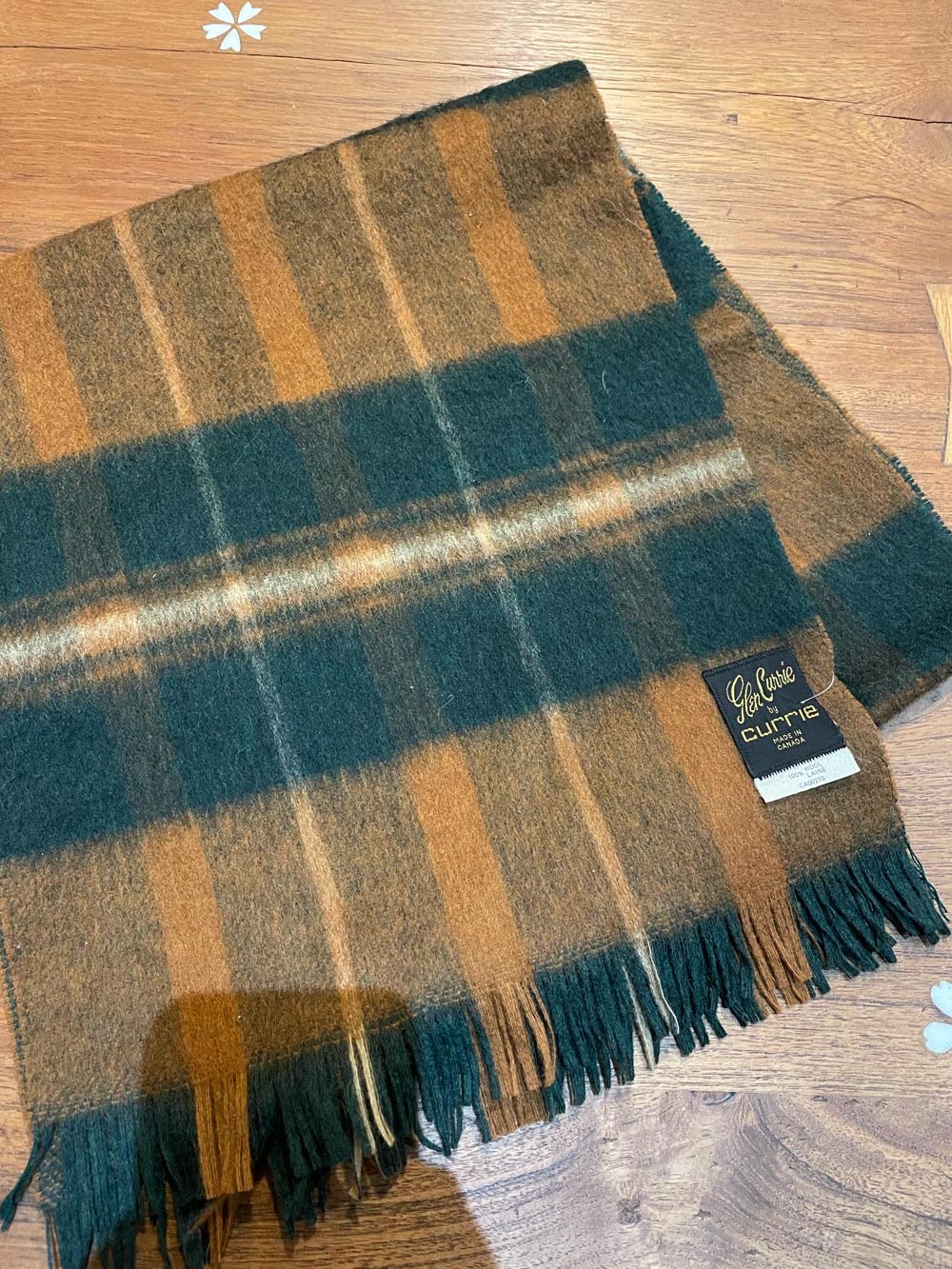 vintage glen currie 100% wool tartan scarf