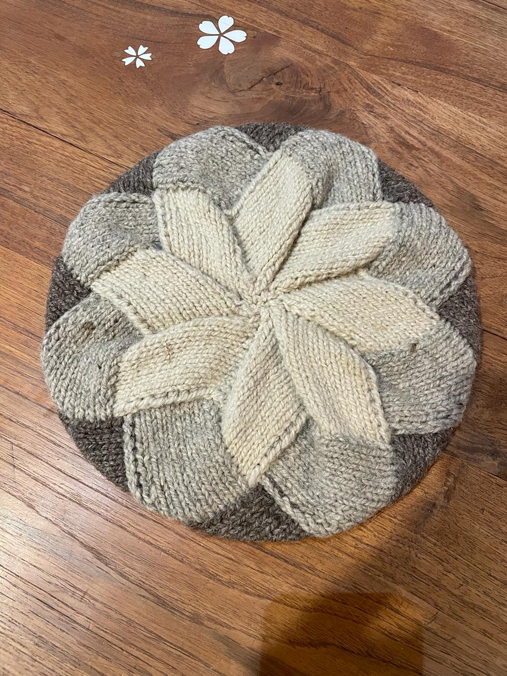 vintage wool basketweave knit beret