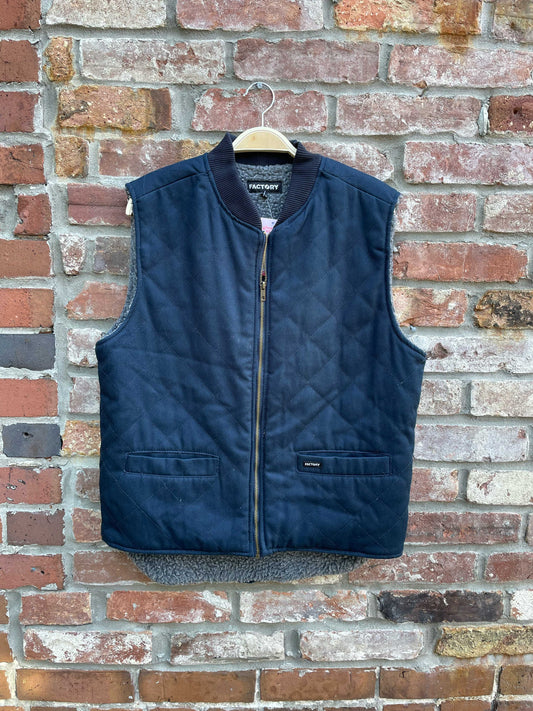 factory sherpa lined twill chore vest