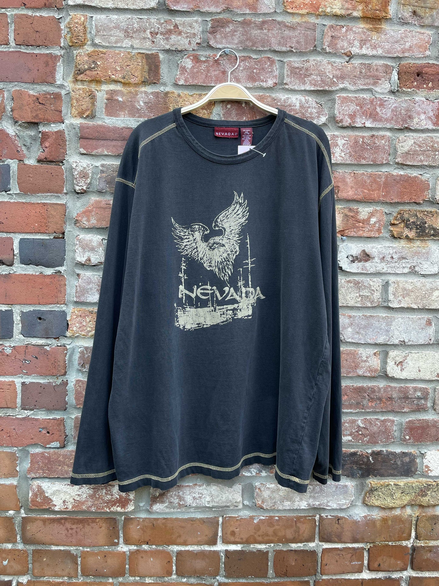 y2k nevada eagle contrast stitch ls tee