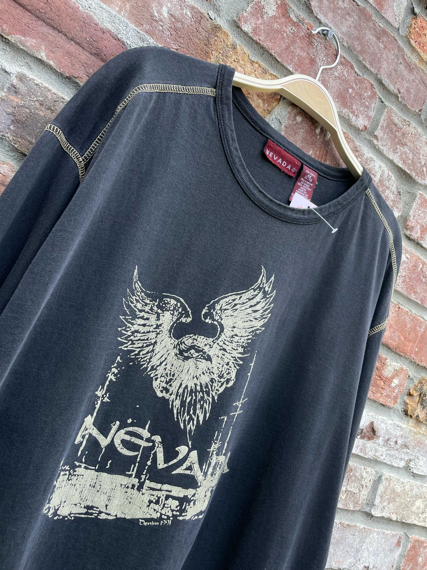 y2k nevada eagle contrast stitch ls tee