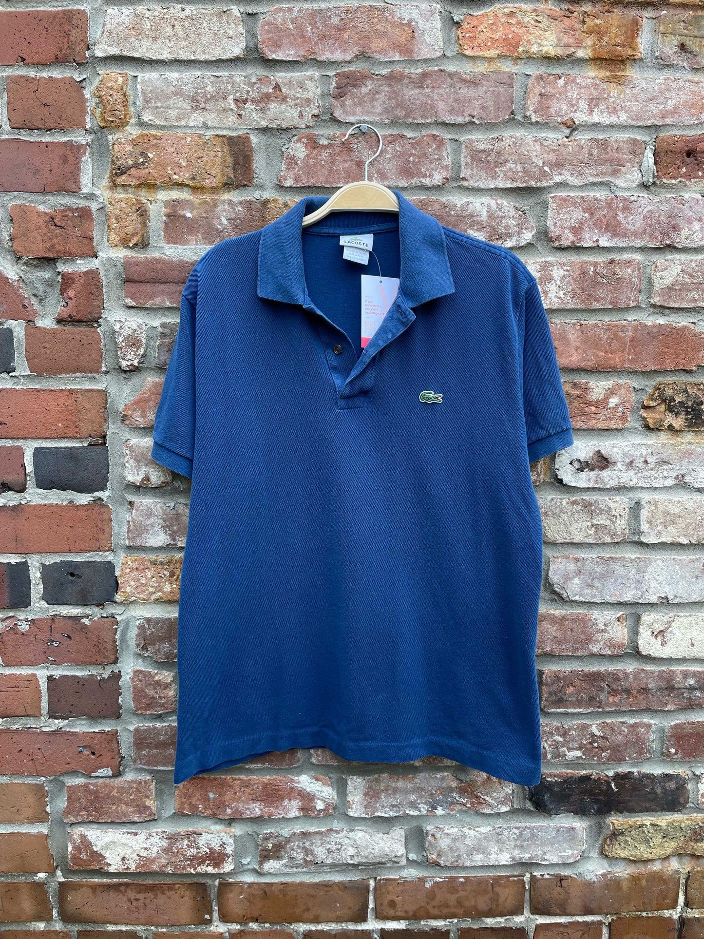 lacoste blue pique ss polo