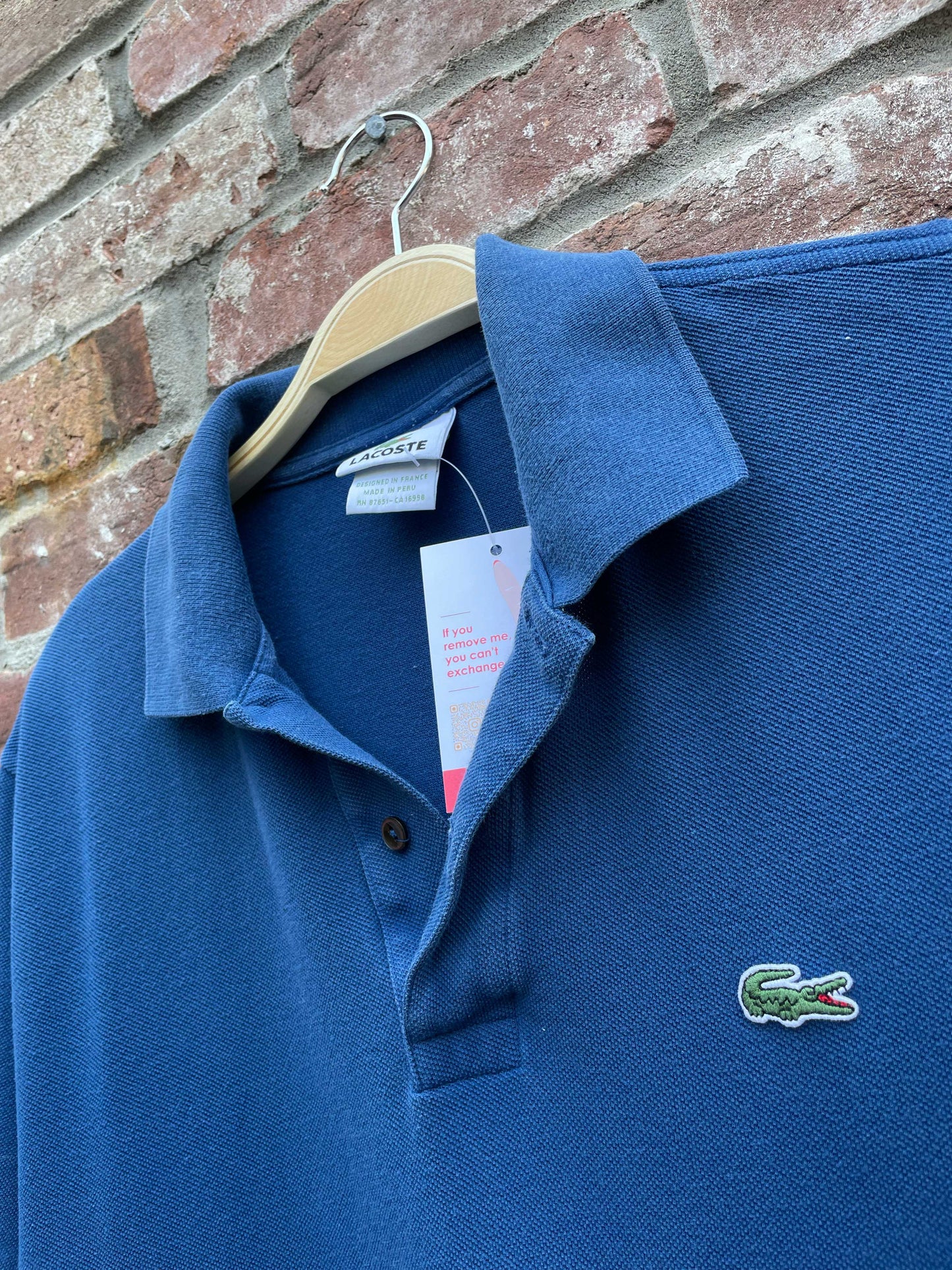 lacoste blue pique ss polo