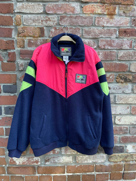 vintage 90s brooks neon fleece jacket